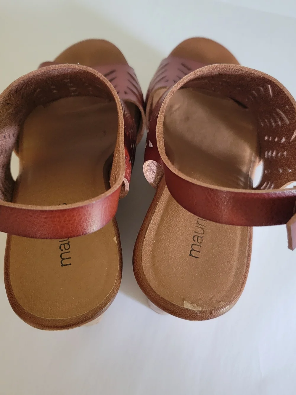 Maurices Womens Brown Laser Cut Cork Platform Wedge Sandals Size 7M Boho Y2K